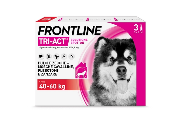 Frontline Tri-Act x3 Pipette, Antiparassitario Per Cani (40-60Kg) Contro Parassiti Esterni E Insetti Volanti - Immagine 5