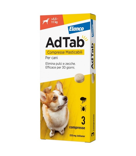 Adtab Per Cani Da 5,5 A 11kg 3 Compresse Masticabili 225mg