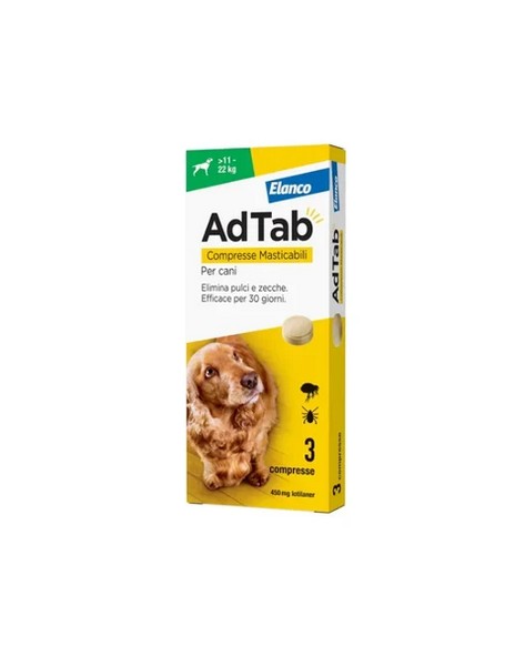 Adtab Per Cani Da 11 A 22kg 3 Compresse Masticabili 450mg