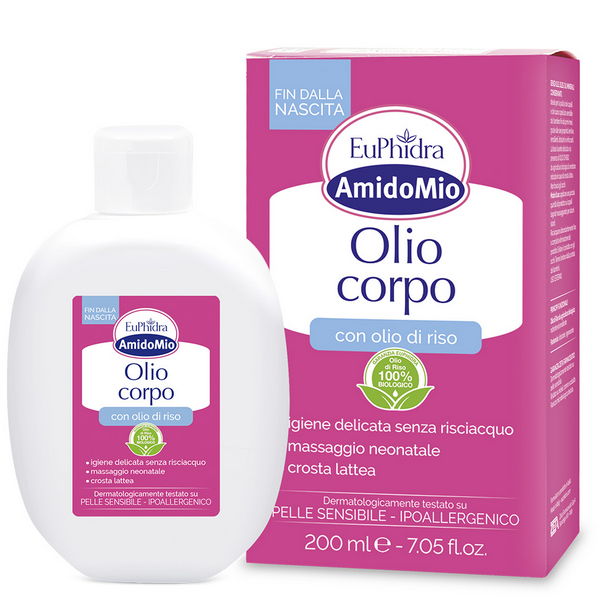 Euphidra AmidoMio Olio Corpo Idratante con Olio di Riso Biologico 200 ml - Euphidra - Immagine 4