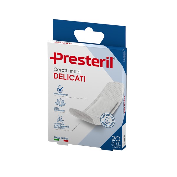 PRESTERIL Cerotti Delicati Medi 7x2 Cm - 20 Pezzi