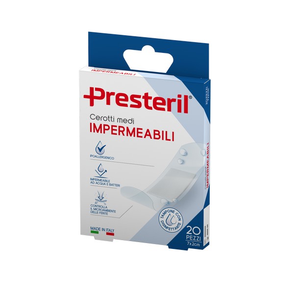 PRESTERIL Cerotti Impermeabili Medi 7x2cm - 20 Pezzi