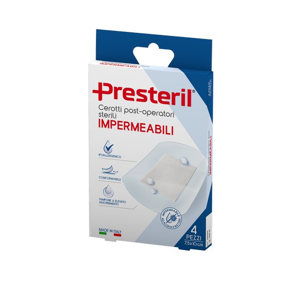 PRESTERIL 4 Cerotti Post Operatori Impermeabili 7,5x10cm