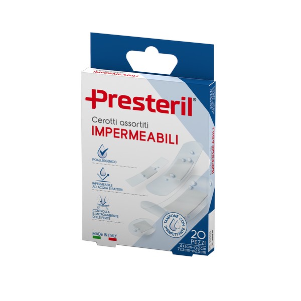 PRESTERIL Cerotti Impermeabili Assortiti 4 F.ti - 20 Pezzi