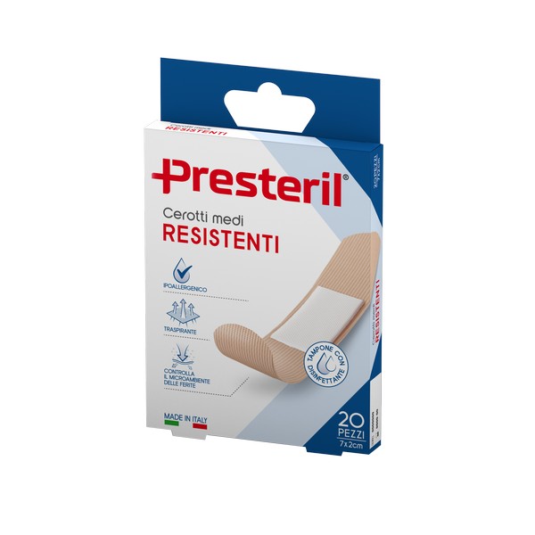 PRESTERIL Cerotti Resistenti Medi 7x2 Cm - 20 Pezzi