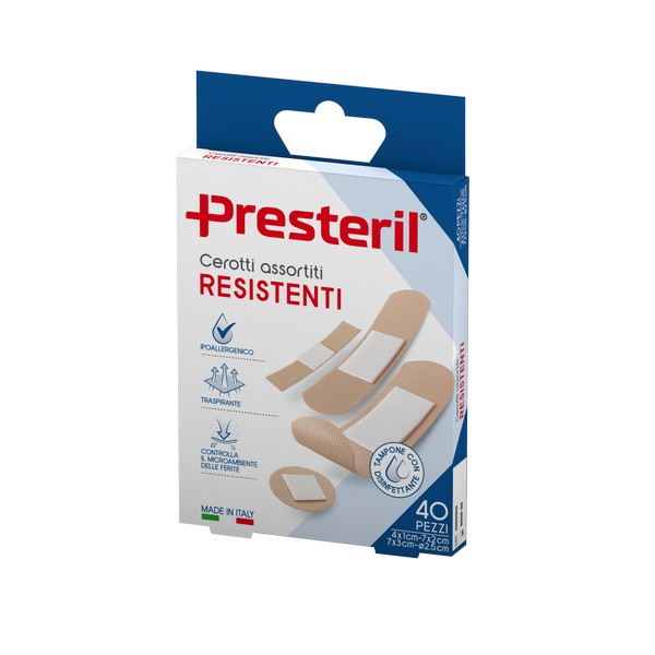 PRESTERIL Cerotti Resistenti Assortiti 4 F.ti - 40 Pezzi