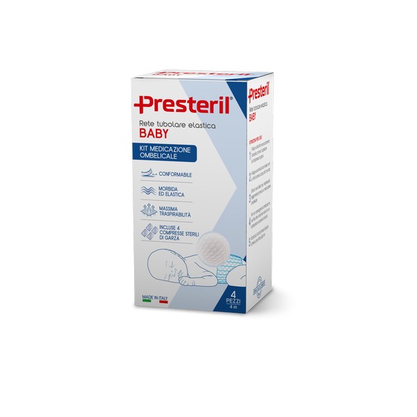 Rete Tubolare Elastica Ombelico 4 Pezzi + 4 Garze Sterili