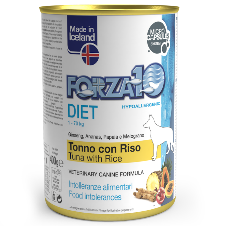 FORZA10 Forza 10 cane Diet Tonno e Riso - Alimento completo dietetico per cani con intolleranze alimentari 400 gr - Immagine 3