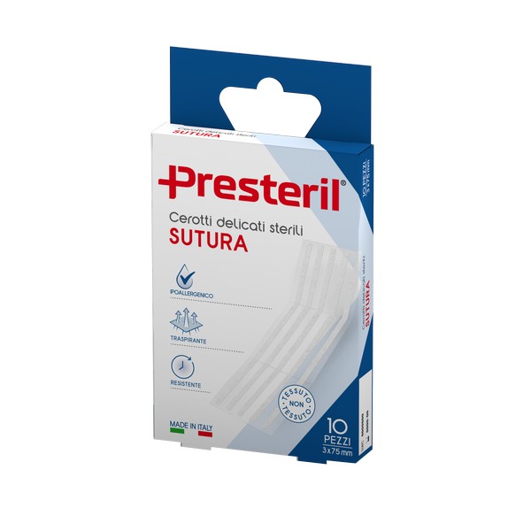 PRESTERIL Cerotti Sutura 3x75mm - 10 Pezzi