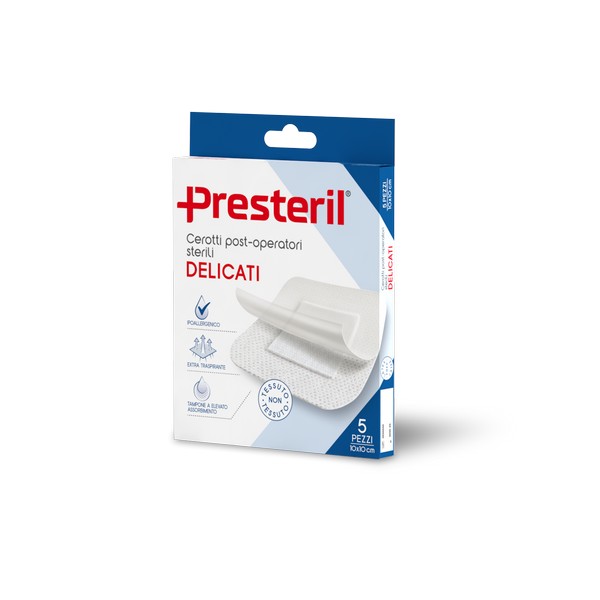 PRESTERIL Cerotti Post Operatori Delicati 10x10 Cm - 5 Pezzi