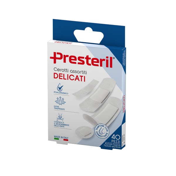 PRESTERIL Cerotti Delicati Assortiti 4 F.ti - 40 Pezzi