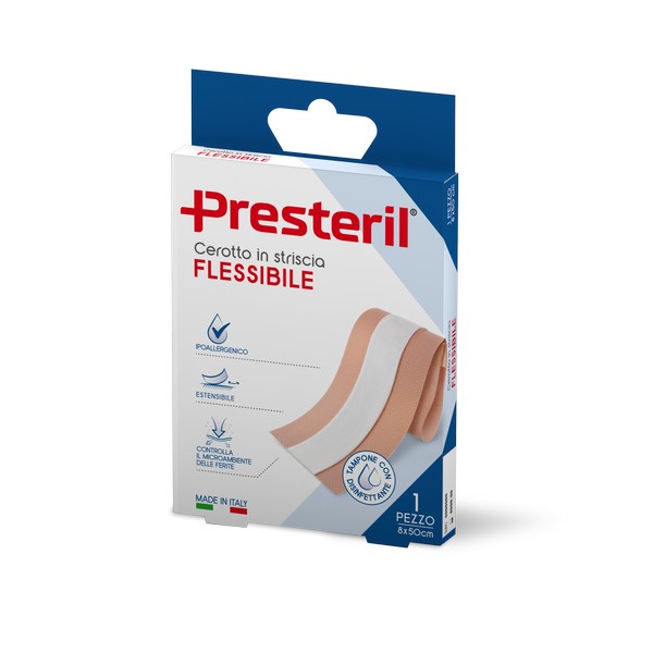 PRESTERIL Cerotto Flessibile In Striscia 8x50 Cm - 1 Pezzo