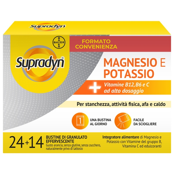 Bayer Spa Supradyn Magnesio E Potassio - Integratore Per Stanchezza Ed Affaticamento - 24+14 Bustine - Immagine 2