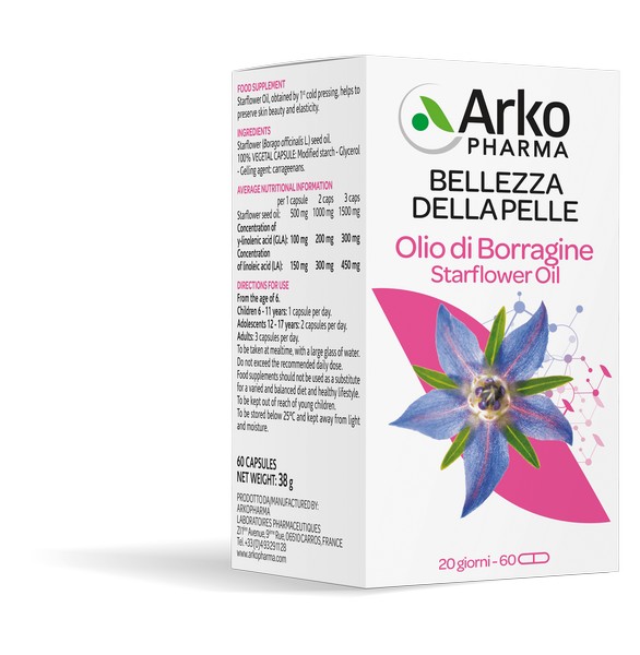 Arkopharma Arkocapsule Olio Di Borragine Bio Integratore Per La Pelle 60 Capsule - Immagine 4