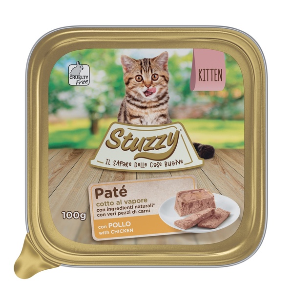 Mister Stuzzy Cat Kitten 100 gr Pollo - confezione da 32 pezzi - Cibo umido per gatti - 1° ORDINE? scegli tra BZR5 - BZR20 + 200 pt fedeltà - Immagine 3