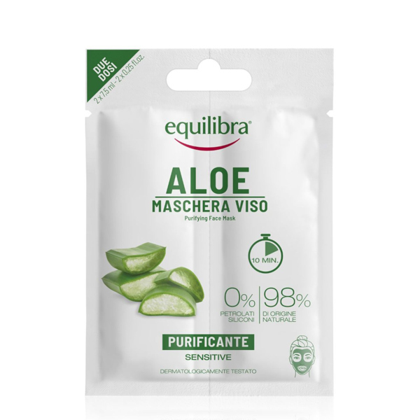 Equilibra Srl Bianche/Gialle/Verdi Equilibra Aloe Mask M/Dose 2X7,5 M - Immagine 4
