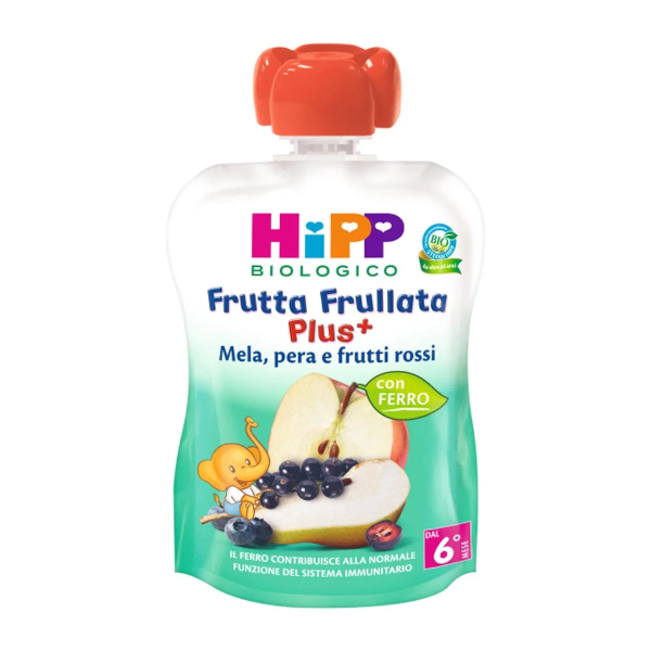 HiPP Frutta Frullata Plus+ Mela Pera Frutti Rossi 90g