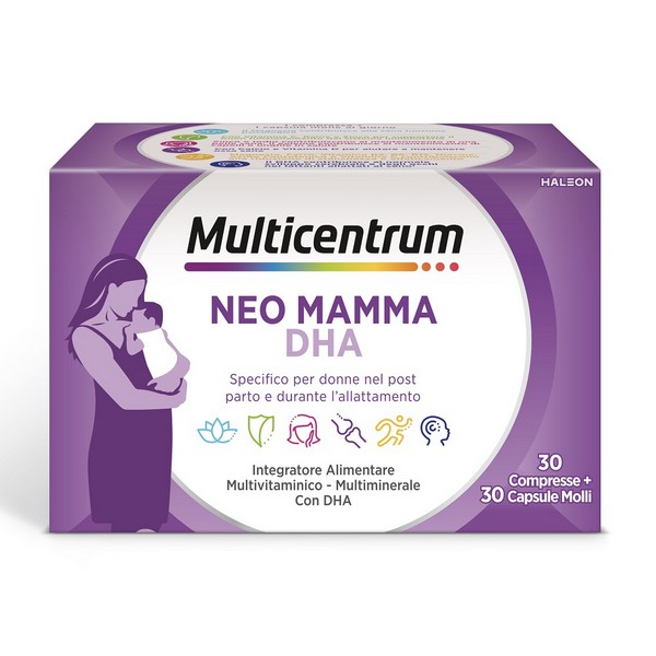 Haleon Italy Srl Multicentrum Neo Mamma Dha - Integratore Multivitaminico Per Donne In Allattamento - 30 Compresse + 30 Capsule - Immagine 10
