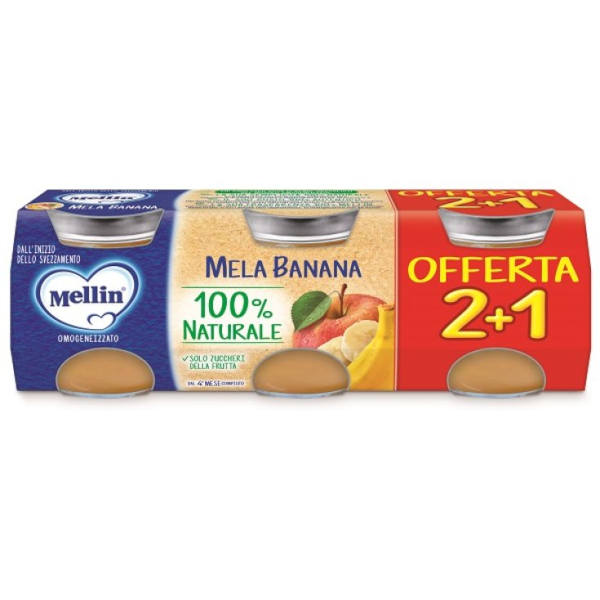 Mellin Omogeneizzati Mela Banana 3 Pezzi 100g