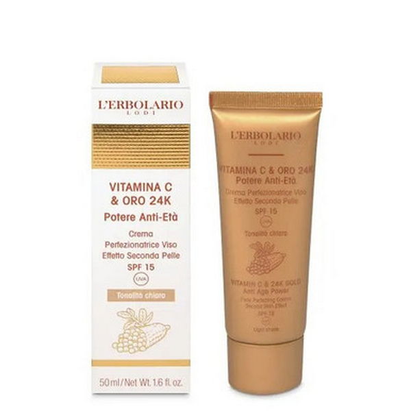 Vitamina C E Oro Crema Perfezionatrice Viso Effetto Seconda Pelle Spf15 Chiaro 50 Ml
