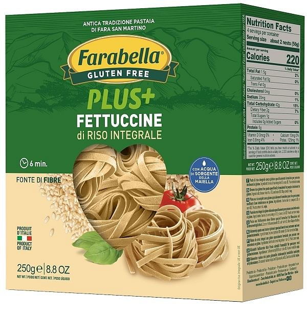 FARABELLA Plus+ - Fettuccine di Riso Integrale Senza Glutine e fonte di fibre 250 gr - Immagine 3