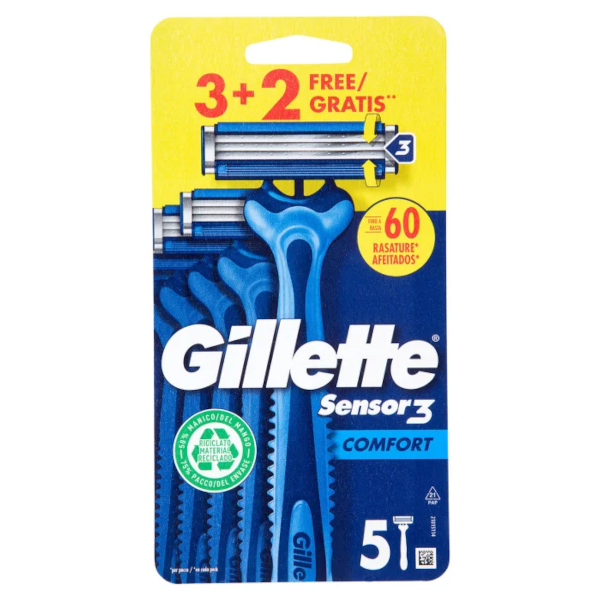 Procter & Gamble Srl Gillette Sensor 3 Rasoi C U/G 3+2 - Immagine 5