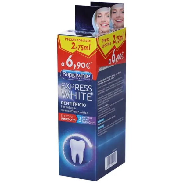 Rapid White Express Dentifricio Sbiancante Confezione Doppia 150 Ml - Immagine 5