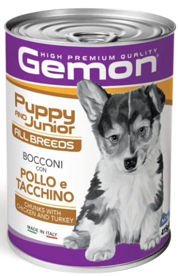 Monge Gemon Dog Puppy e Junior All Breeds Bocconi 415 gr Pollo e tacchino - confezione da 24 pezzi - Cibo umido per cani - 1° ORDINE? scegli tra BZR5 - BZR20 + 200 pt fedeltà - Immagine 4