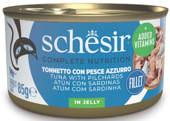 Schesir Cat Soft Adult filetti in gelatina alimento completo lattina 85 gr Tonnetto e pesce azzurro - confezione da 6 pezzi - Cibo umido per gatti - 1° ORDINE? scegli tra BZR5 - BZR20 + 200 pt fedeltà - Immagine 5