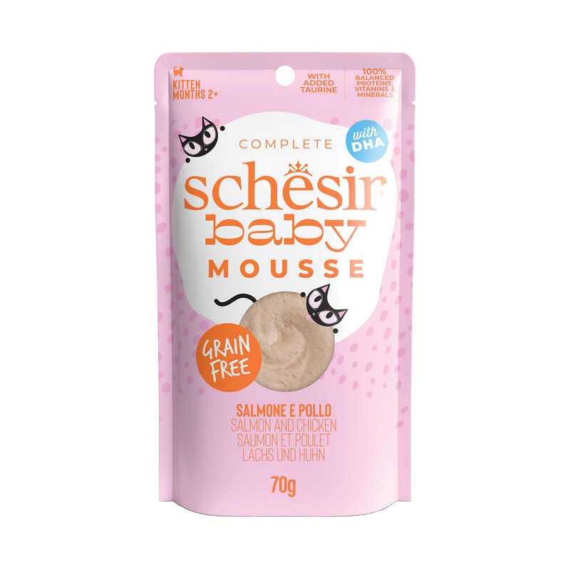 Schesir cat baby complete nutrition grain free mousse salmone e pollo 70gr - Immagine 2