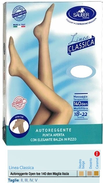 Sauber Beige Autoreggente Open Toe 140Den Neutro, Taglia Iii - Immagine 8