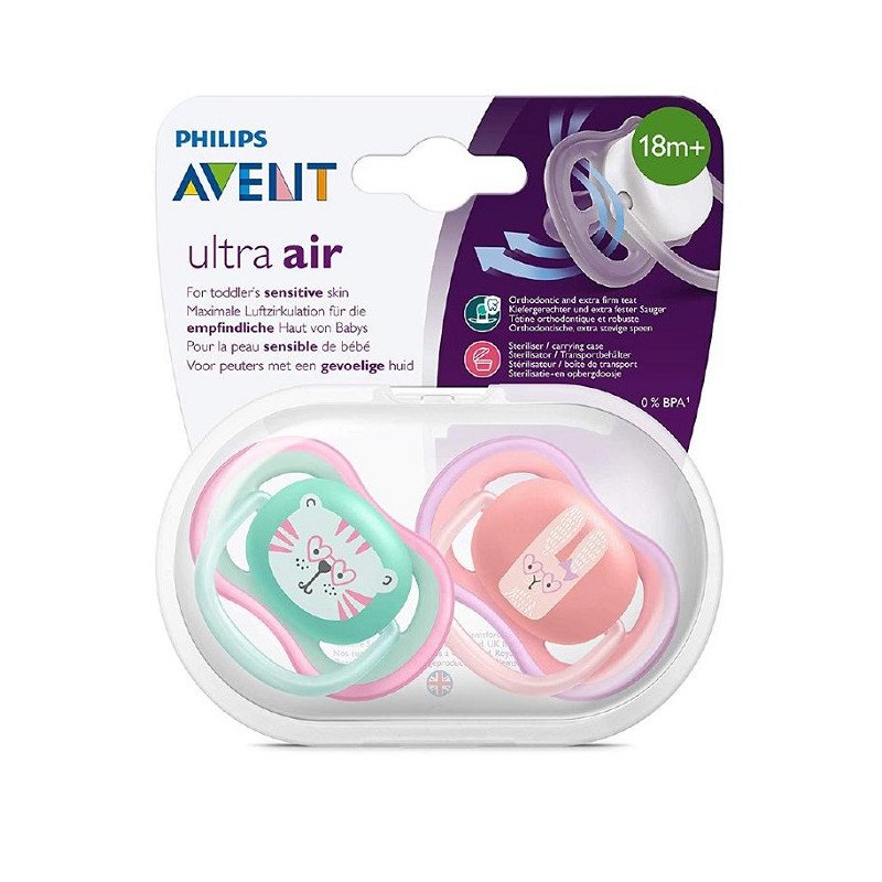 Philips Avent Avent Succhietti Ultra Air 18M+ Femmina Giraffa-Riccio 2 Pezzi 1 Pz Bambino - Immagine 4