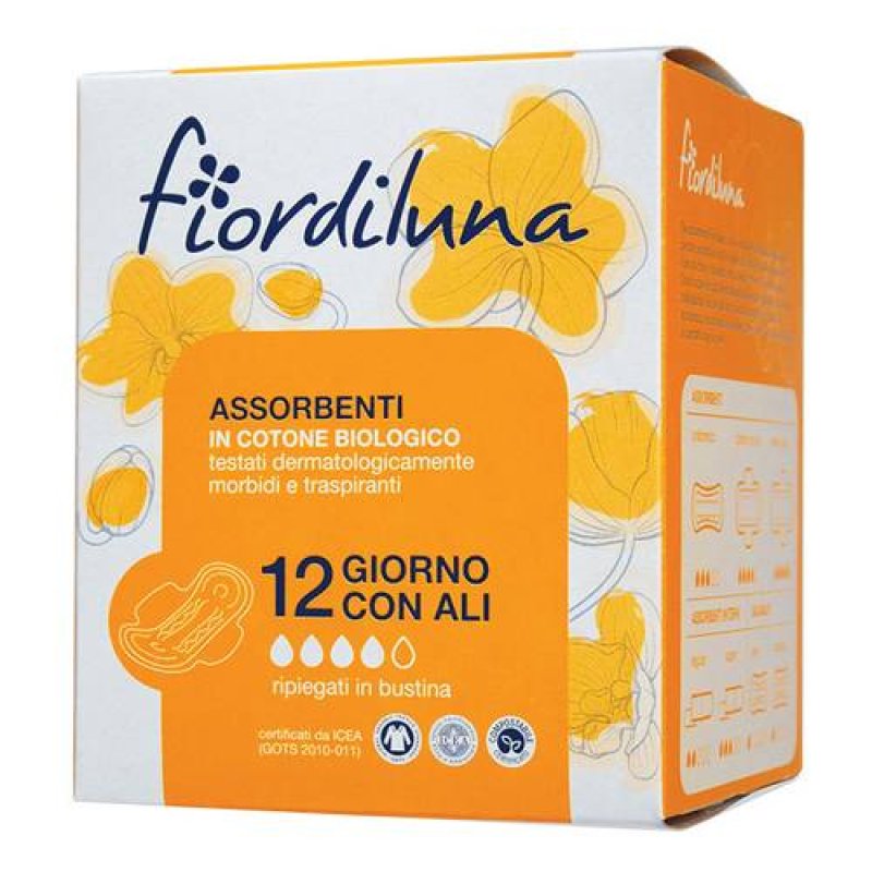 Assorbenti In Cotone Biologico Fiordiluna 12 Pezzi