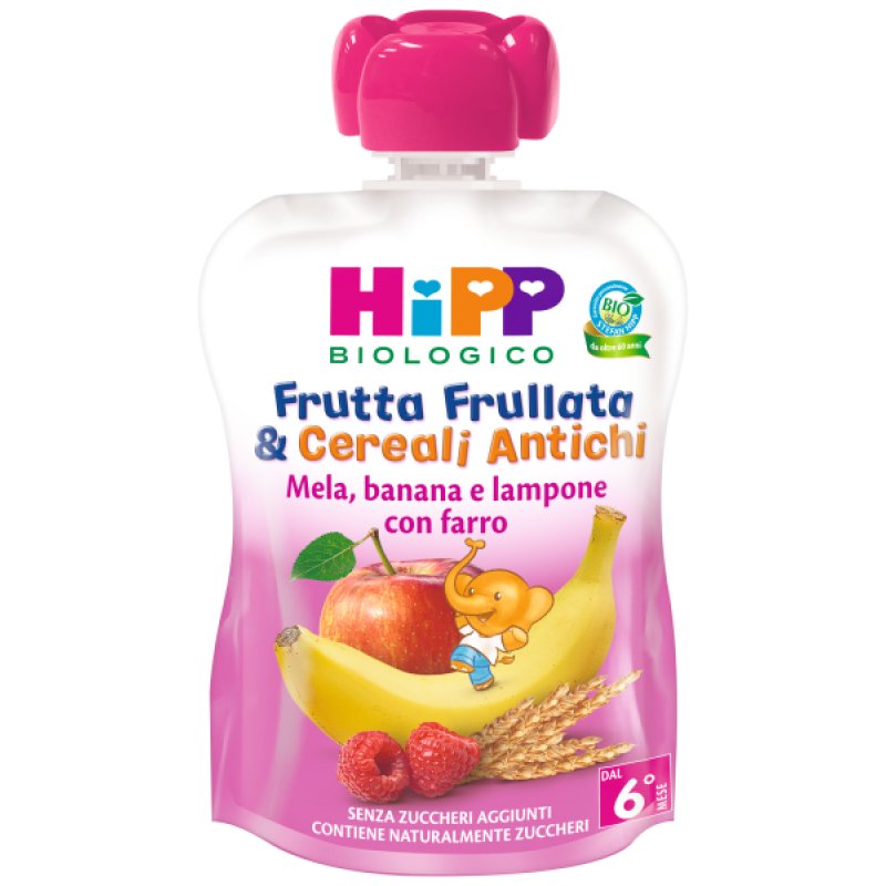 HiPP Frutta Mela Banana Lampone Con Farro Bio 90g