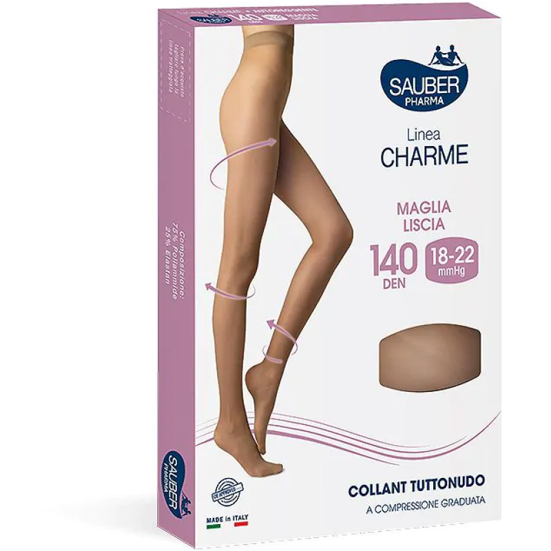 Sauber Linea Charme - Collant Tuttonudo Maglia Liscia 140 Den (18-22 Mmhg) - Immagine 3