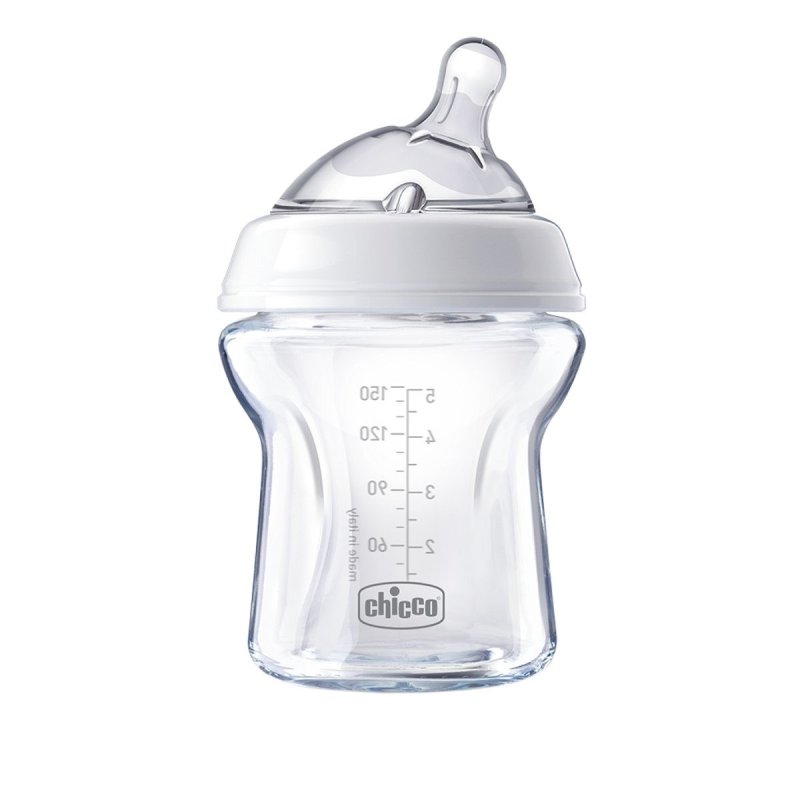 Chicco Grigio/Bianco Biberon, Biberon Natural Feeling Tettarella Di Vetro In Silicone A Flusso Lento Uni 0M+ (150 Ml) - Immagine 8