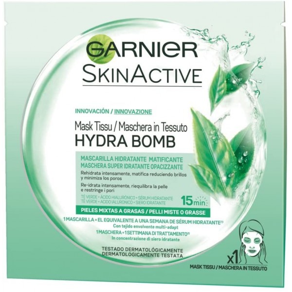 Skinactive Hydra Bomb Maschera Viso In Tessuto Super Idratante Opacizzante Al The Verde - Immagine 7