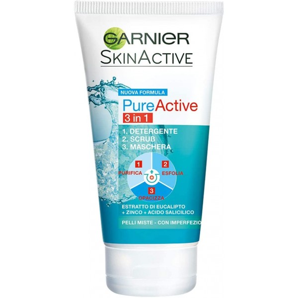 3pz Detergente Scrub Gel viso Garnier PureActive con argilla anti brufoli 150ml - Immagine 10