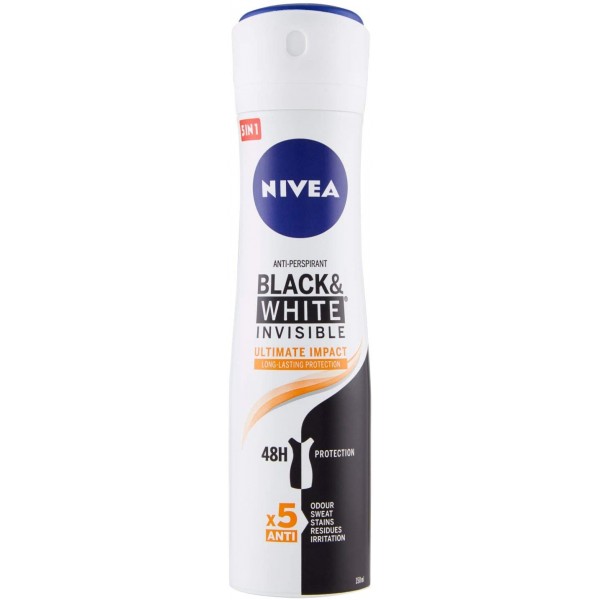 Nivea Bianchi/Scuri/Gialli Black & White Invisible Ultimate Effect Deodorante Spray 150 Ml - Immagine 5