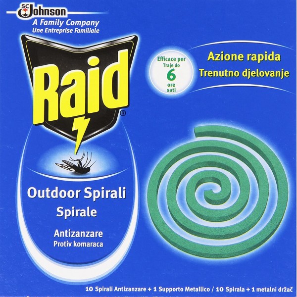 RAID SPIRALE ANTIZANZARE DA 10 SPIRALI ZAMPIRONI INSETICCIDA PER ESTERNI - Immagine 4