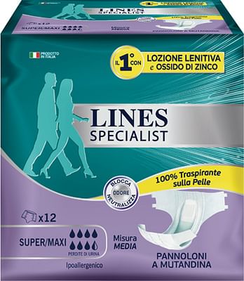 Lines Specialist - 12 Pannoloni Assorbenti A Mutandina Per Incontinenza Super Taglia L - Immagine 5