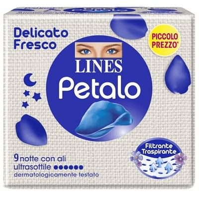 Lines Petalo Blu Assorbente Notte con Ali 9 Pezzi - Lines - Immagine 5