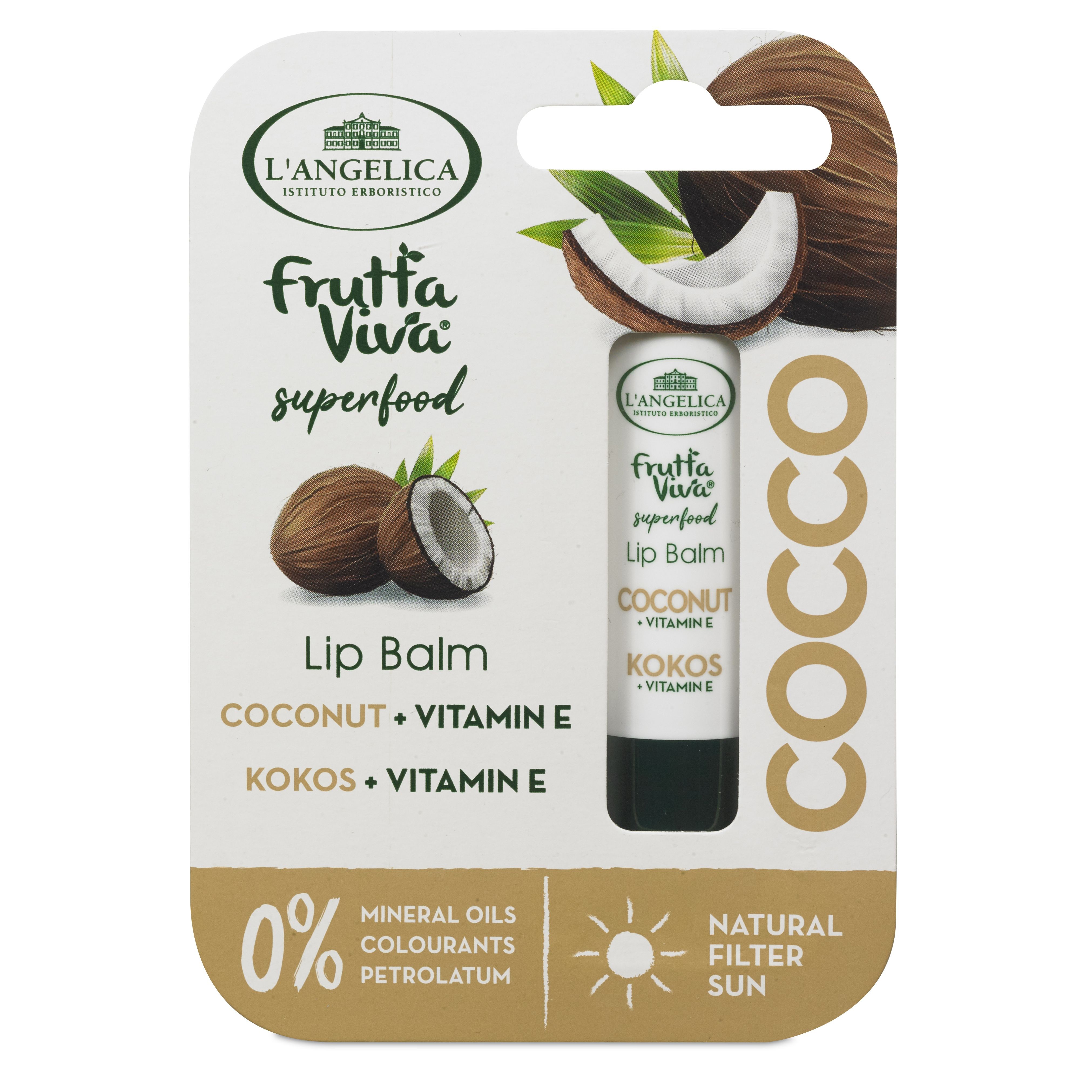 L'angelica L'angelica Frutta Viva Lip Balm Balsamo Labbra Al Cocco Con Vitamina E - Immagine 4