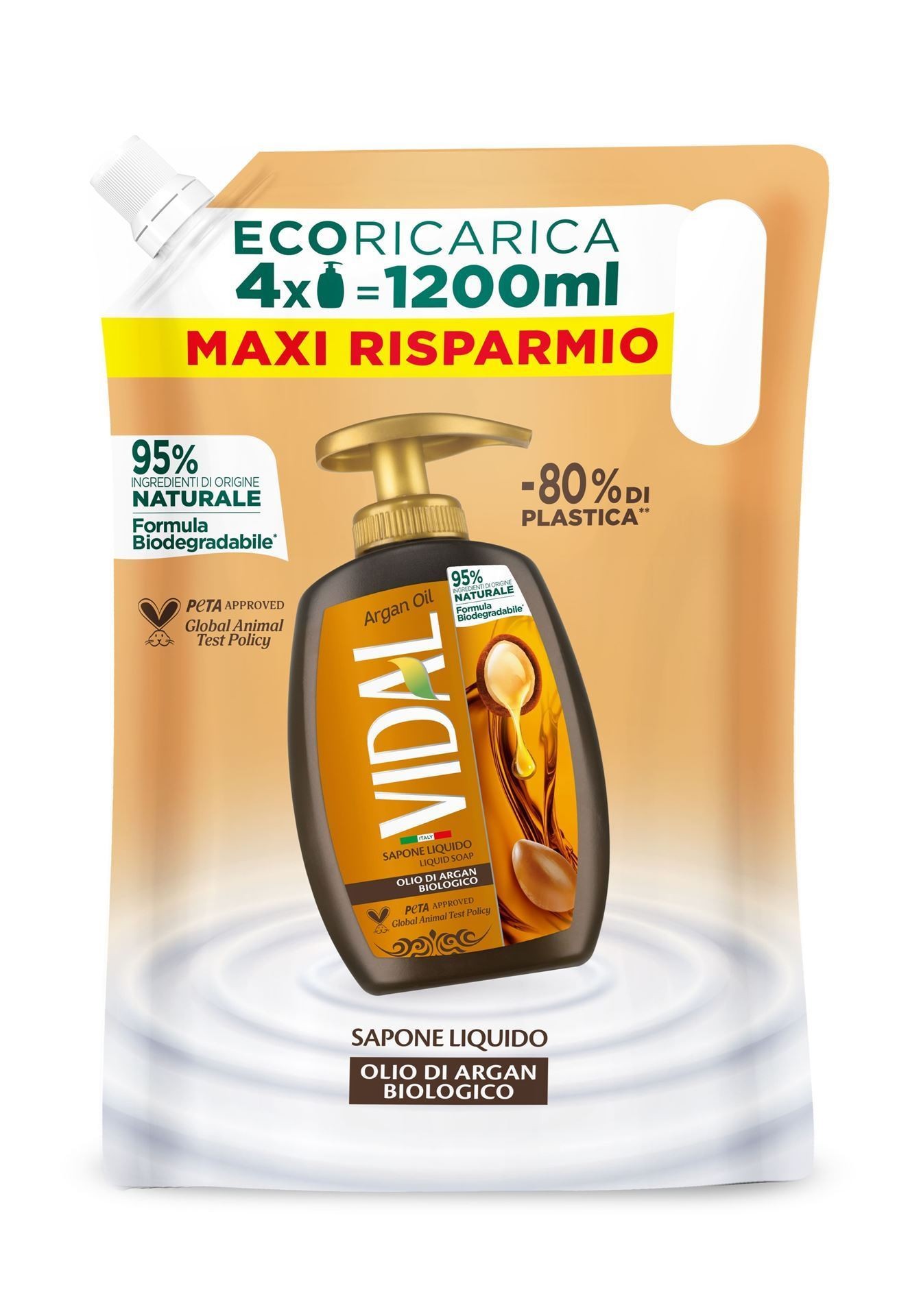 VIDAL Argan Oil - Sapone Liquido Idratante - Ricarica Da 1,2 Lt - Immagine 4
