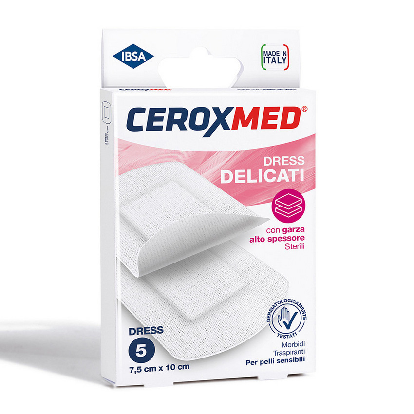 Cerotti Compresse Dress Ceroxmed Delicati 7,5X10 Cm 5 Pezzi
