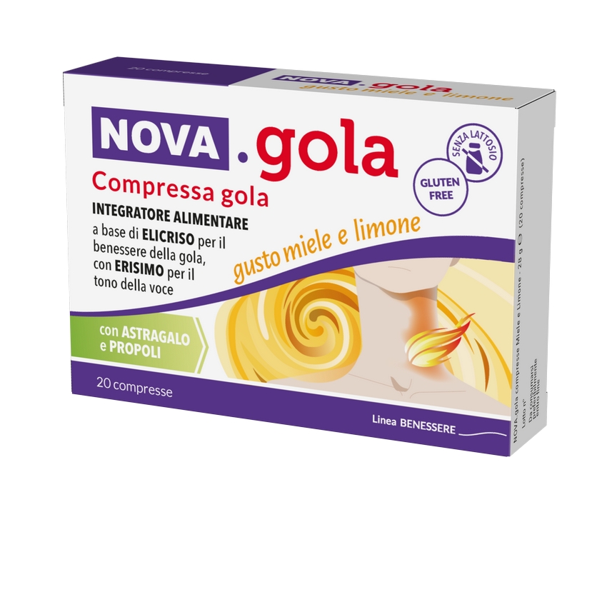 Nova.Gola 20 Compresse Gusto Miele E Limone- Integratore Per La Gola - Immagine 5