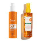Av&egrave;ne Spray SPF 50 200ml + Klorane Olio secco solare SPF 30 corpo e capelli 200ml