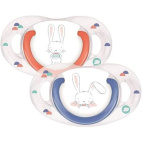 Bebe Confort Succhietto In Silicone 6/18 Mesi Sweet Bunny Blu/Rosso 2 Pezzi
