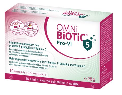 Omni Biotic Pro-Vi 5 Integratore Alimentare con Probiotici e Vitamina D 14 Bustine da 2 g - Institut Allergosan GmbH - Immagine 4