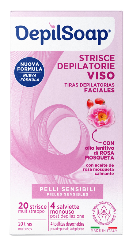 Depilsoap Depilsoap® -Strisce Depilatorie Viso Per Pelli Sensibili,20 Strisce E 4 Salviettine Post-Depilazione 20 St - Immagine 7